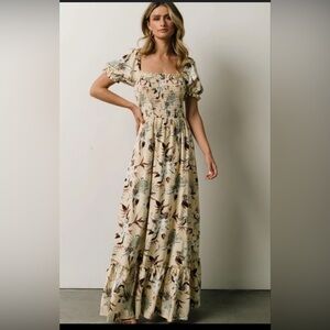 Baltic Born smoked capri  ruched floral cottagecore maxi dress size XXL